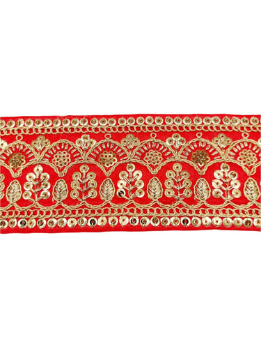 2 Yards, Red Gold Embroidered Lace Trim Sequins Trim 9 Yard Decorative Sari Border Costume Ribbon Crafting Sewing Tape